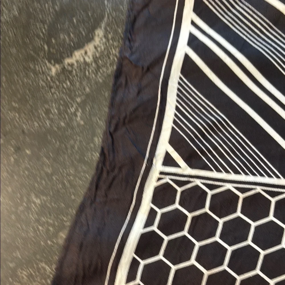 Vintage Paul Poiret Paris Black and White Geometric Scarf